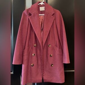 ASOS Double-Breasted Pea Coat - Deep Red
